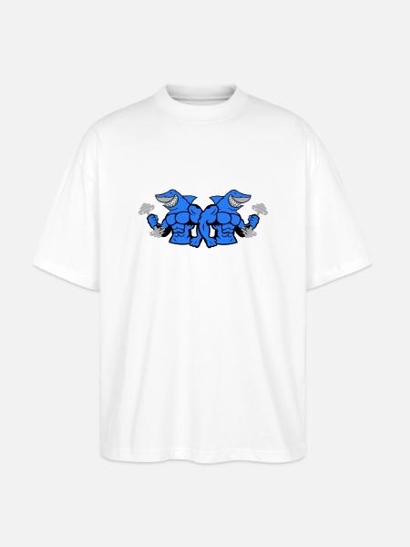 Shark Hai Bodybuilding 2 - Stanley/Stella Oversized Unisex Organic T-shirt Blaster 2.0 - white