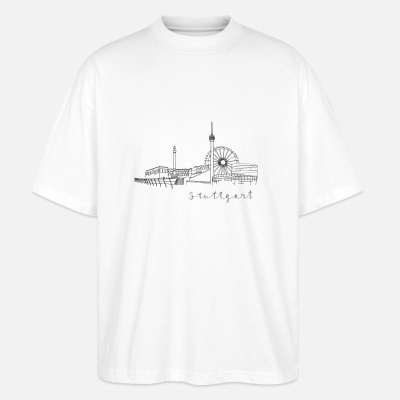 Stuttgart Skyline - Stanley/Stella Oversized Unisex Bio T-Shirt Blaster 2.0 - Weiß