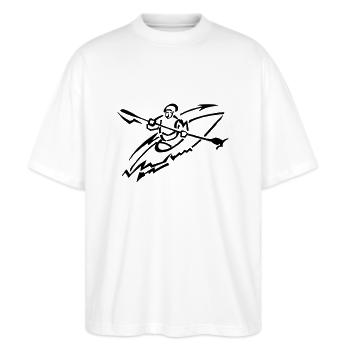 Kanu-AG-Logo - Stanley/Stella Oversized Unisex Bio T-Shirt Blaster 2.0 - Weiß - Vorne - Alina (178cm) & Michal (187cm)