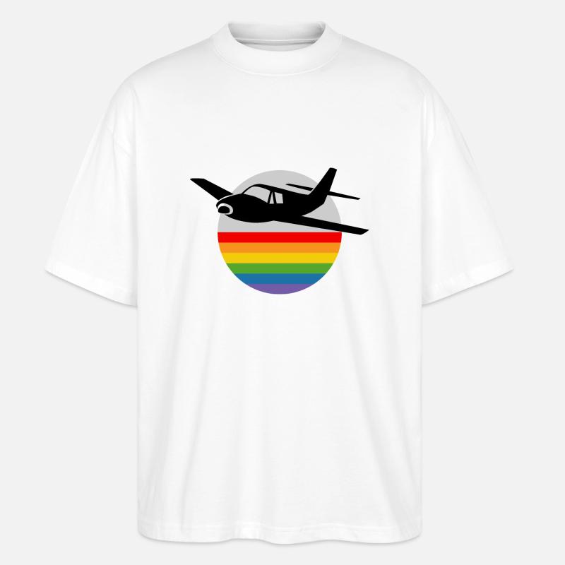 Regenbogen Flugzeug - Stanley/Stella Oversized Unisex Bio T-Shirt Blaster 2.0 - Weiß