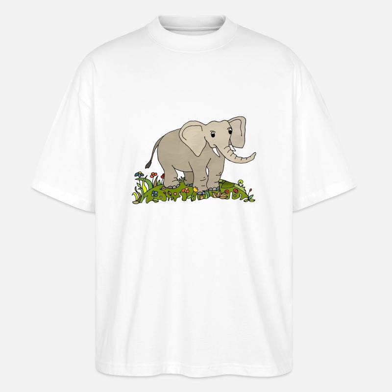 Elefant - Stanley/Stella Oversized Unisex Bio T-Shirt Blaster 2.0 - Weiß