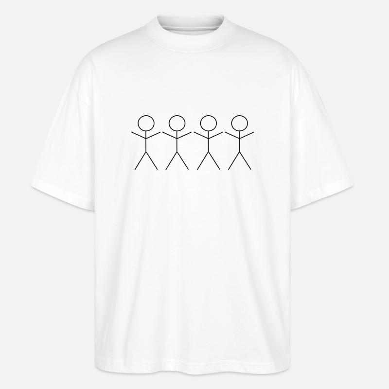 4 Strichmännchen - Stanley/Stella Oversized Unisex Bio T-Shirt Blaster 2.0 - Weiß