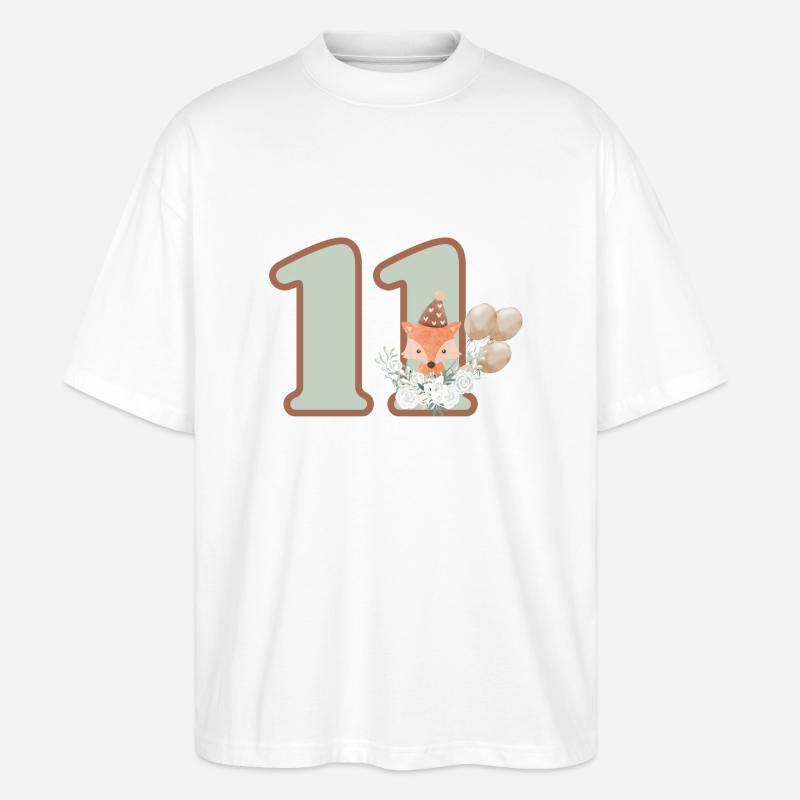 11e anniversaire renard fleurs - T-shirt bio Blaster 2.0 coupe oversize Stanley/Stella Unisexe - blanc