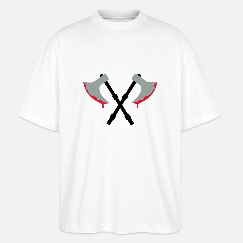 Axt - Blut - Stanley/Stella Oversized Unisex Bio T-Shirt Blaster 2.0 - Weiß
