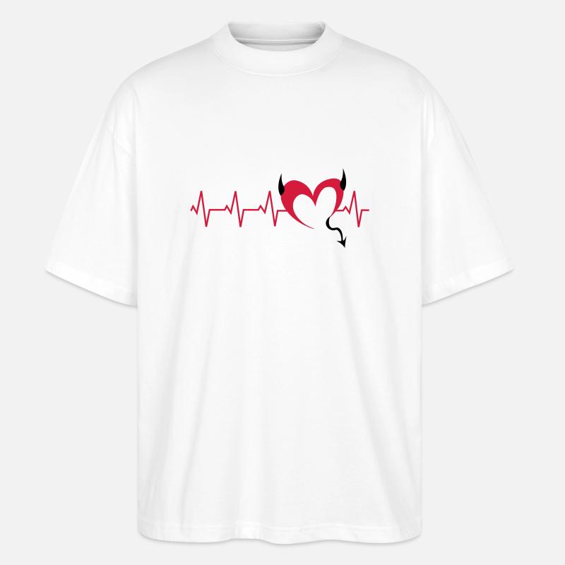 herz-teufel-ekg - Stanley/Stella Oversized Unisex Bio T-Shirt Blaster 2.0 - Weiß