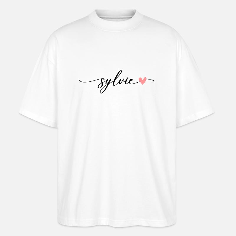 Police de calligraphie Sylvie Name - T-shirt bio Blaster 2.0 coupe oversize Stanley/Stella Unisexe - blanc