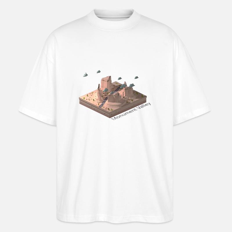 Monument Valley géométrique low poly - T-shirt bio Blaster 2.0 coupe oversize Stanley/Stella Unisexe - blanc