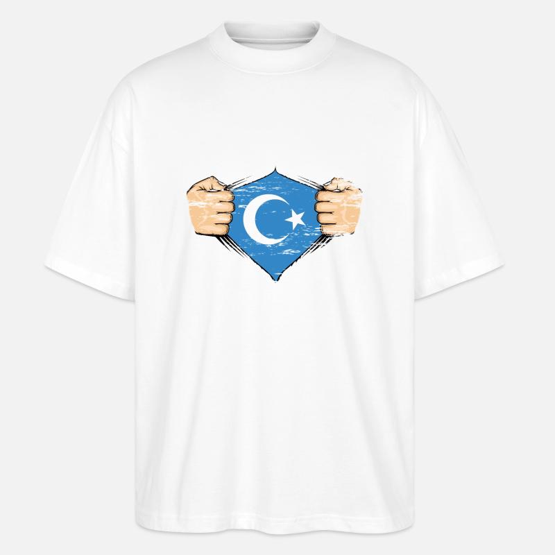 Uiguren Flagge Design used - Stanley/Stella Oversized Unisex Bio T-Shirt Blaster 2.0 - Weiß