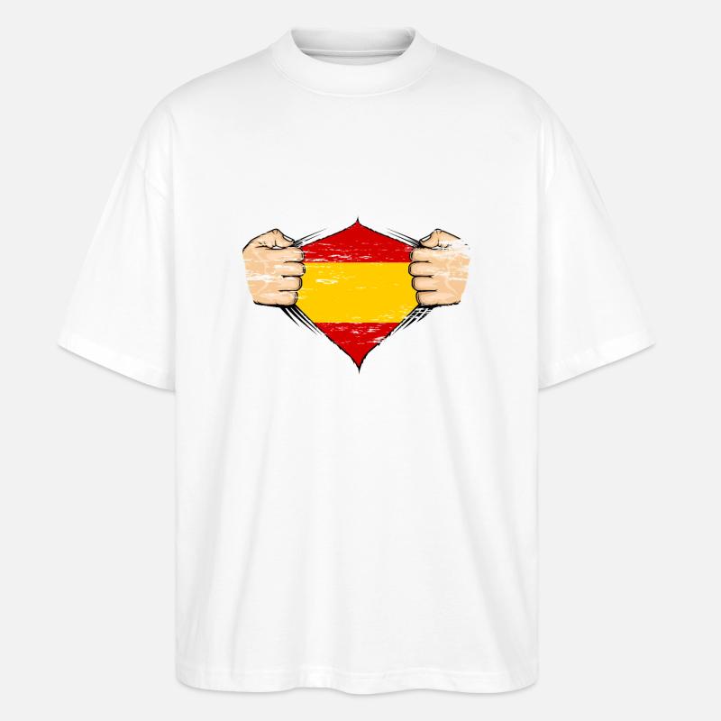 Drapeau espagnol utilisé - T-shirt bio Blaster 2.0 coupe oversize Stanley/Stella Unisexe - blanc