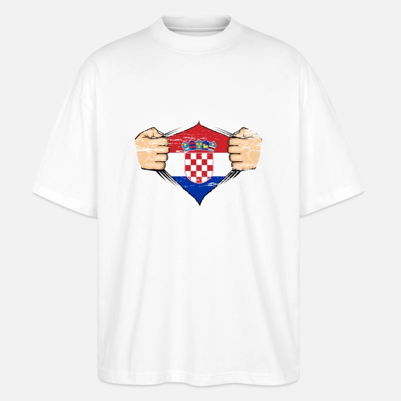 Drapeau de la Croatie utilisé - T-shirt bio Blaster 2.0 coupe oversize Stanley/Stella Unisexe - blanc