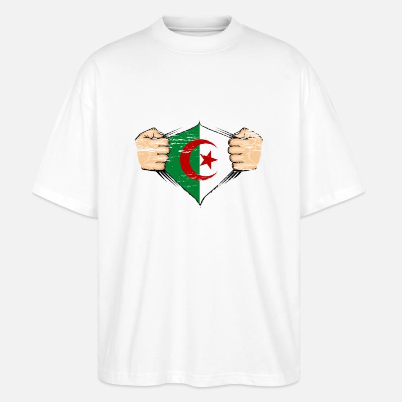 Drapeau de l’Algérie utilisé - T-shirt bio Blaster 2.0 coupe oversize Stanley/Stella Unisexe - blanc