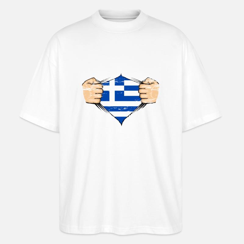 Drapeau de la Grèce utilisé - T-shirt bio Blaster 2.0 coupe oversize Stanley/Stella Unisexe - blanc
