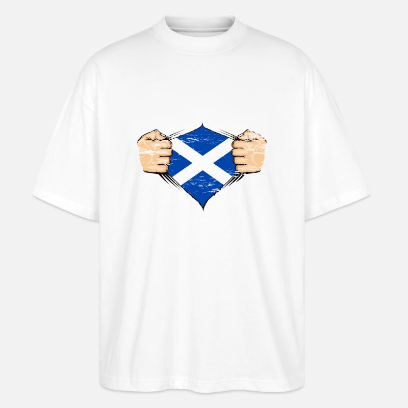 Drapeau de l’Écosse utilisé - T-shirt bio Blaster 2.0 coupe oversize Stanley/Stella Unisexe - blanc