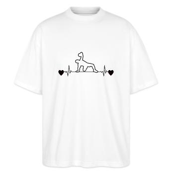 Fitness Sport Fitness Bodybuilding Sporters - Stanley/Stella Uniseks oversized bio T-shirt Blaster 2.0 - wit - Voor - Alina (178cm) & Michal (187cm)
