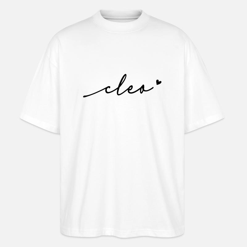 Nom cursif de Cléo - T-shirt bio Blaster 2.0 coupe oversize Stanley/Stella Unisexe - blanc