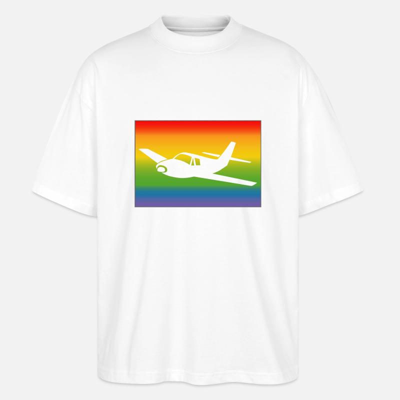 Flugzeug Regenbogen - Stanley/Stella Oversized Unisex Bio T-Shirt Blaster 2.0 - Weiß