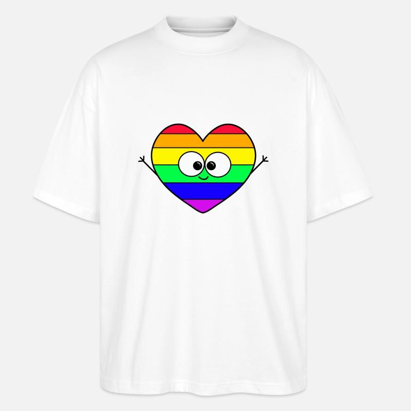 Regenbogen Herz - Stanley/Stella Oversized Unisex Bio T-Shirt Blaster 2.0 - Weiß