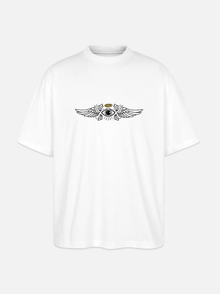 Seraphim Angel Design Occhi e Ali - Maglietta articolo ecologico Unisex vestibilità oversize Stanley/Stella Blaster 2.0 - bianco