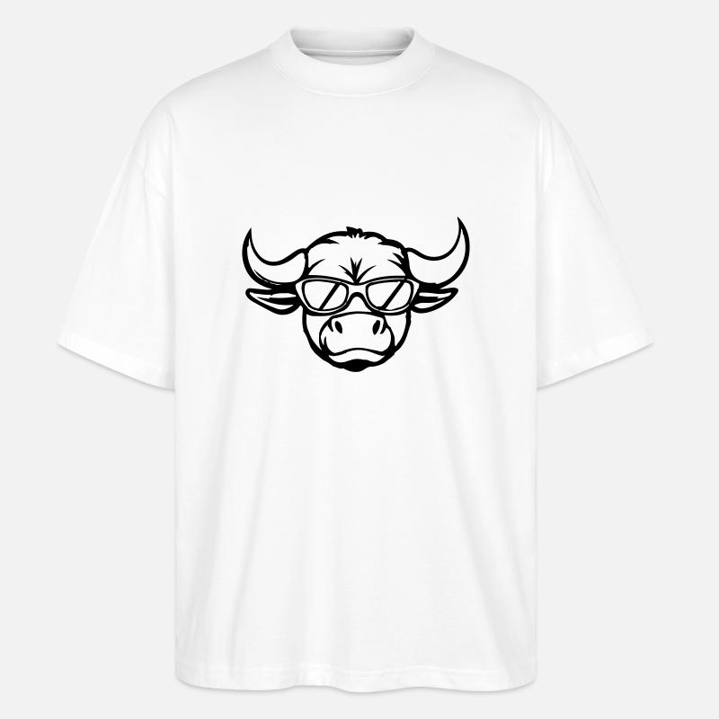 Taurus Comic Face - Stanley/Stella Oversized Unisex Organic T-shirt Blaster 2.0 - white