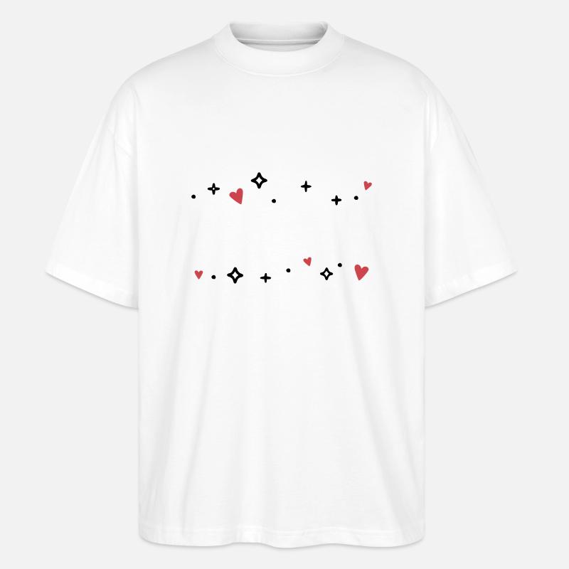 Herzen Sternchen Glitzer - Stanley/Stella Oversized Unisex Bio T-Shirt Blaster 2.0 - Weiß