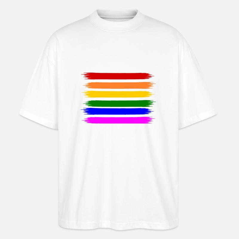 Regenbogen Regenbogenfahne - Stanley/Stella Oversized Unisex Bio T-Shirt Blaster 2.0 - Weiß