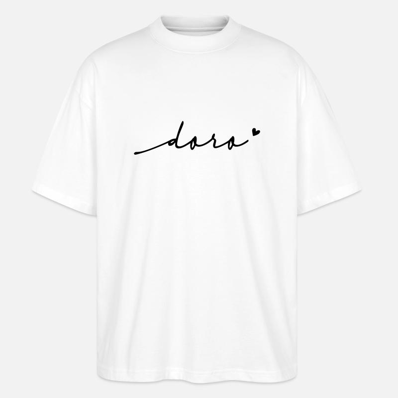 Doro Cursive Name - Stanley/Stella Oversized Unisex Organic T-shirt Blaster 2.0 - white