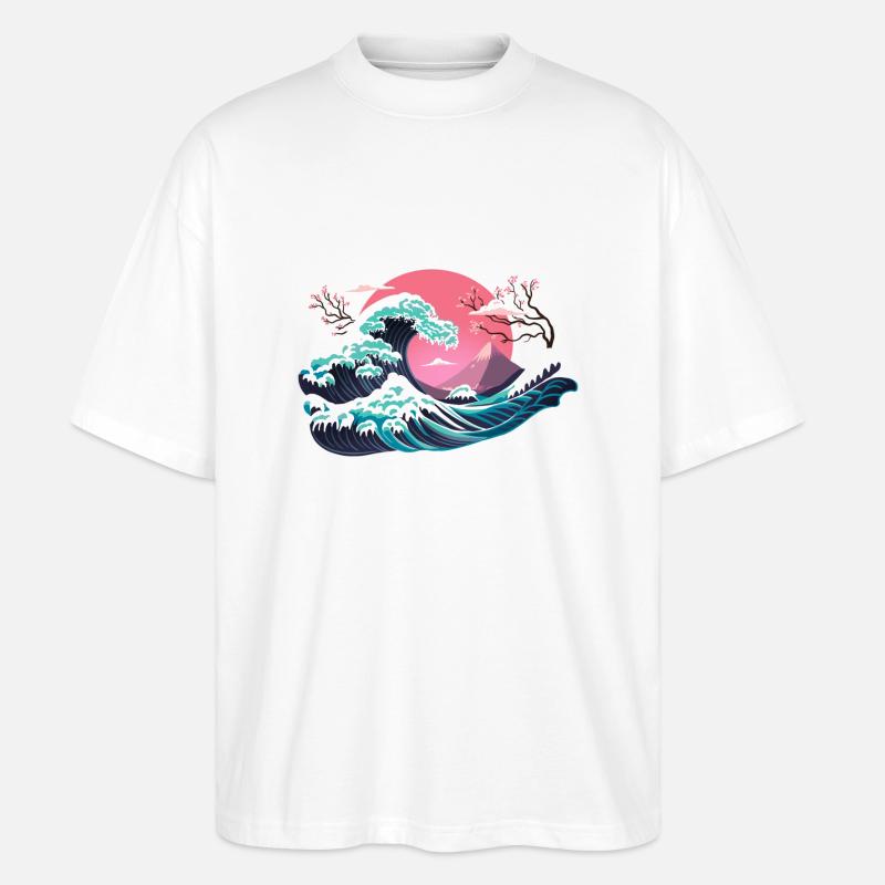 Hokusai Winter - Stanley/Stella Oversized Unisex Bio T-Shirt Blaster 2.0 - Weiß