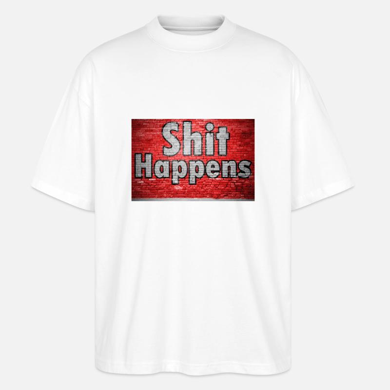 Shit Happens Brick Wall Graffiti - T-shirt bio Blaster 2.0 coupe oversize Stanley/Stella Unisexe - blanc
