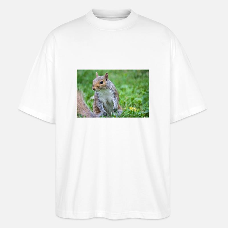 Grauhörnchen Sciurus carolinensis - Stanley/Stella Oversized Unisex Bio T-Shirt Blaster 2.0 - Weiß