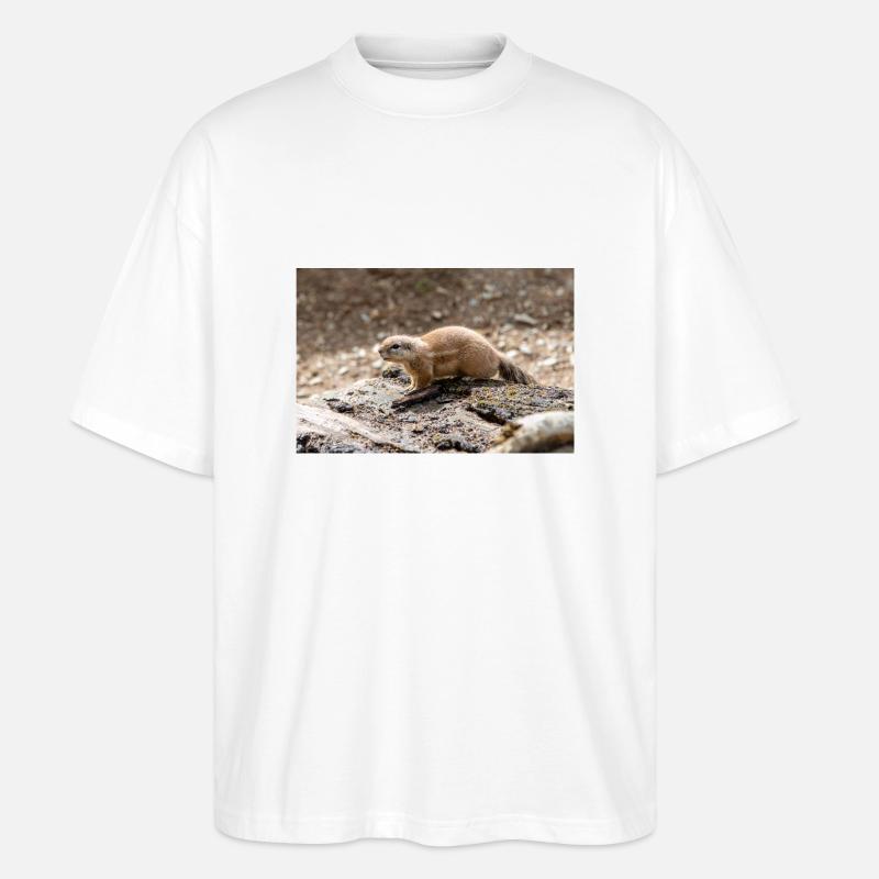 Afrikanisches Ziesel Borstenhörnchen Xerus - Stanley/Stella Oversized Unisex Bio T-Shirt Blaster 2.0 - Weiß
