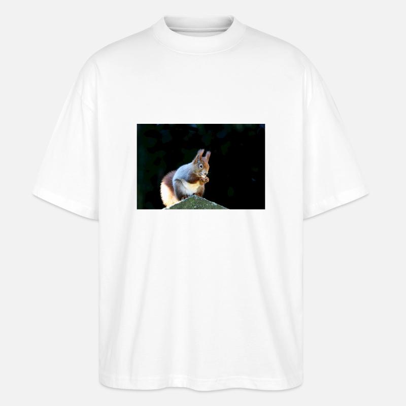 Eichhörnchen, Isibat - Stanley/Stella Oversized Unisex Bio T-Shirt Blaster 2.0 - Weiß