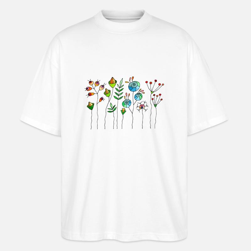 Blumen - Stanley/Stella Oversized Unisex Bio T-Shirt Blaster 2.0 - Weiß