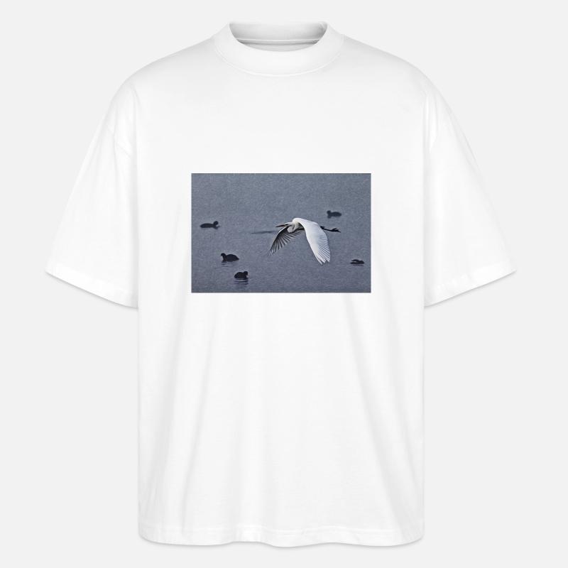 Silberreiher im Flug - Stanley/Stella Oversized Unisex Bio T-Shirt Blaster 2.0 - Weiß