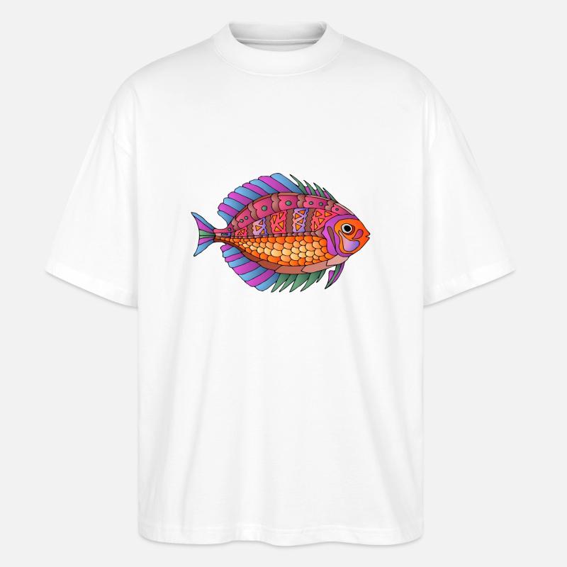 Fisch - Stanley/Stella Oversized Unisex Bio T-Shirt Blaster 2.0 - Weiß