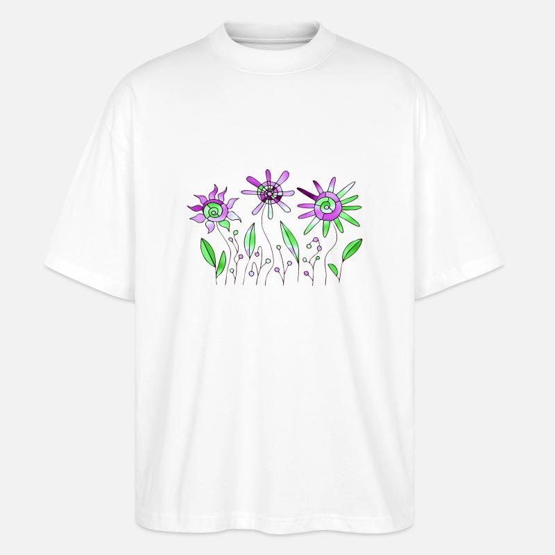 Blumen - Stanley/Stella Oversized Unisex Bio T-Shirt Blaster 2.0 - Weiß