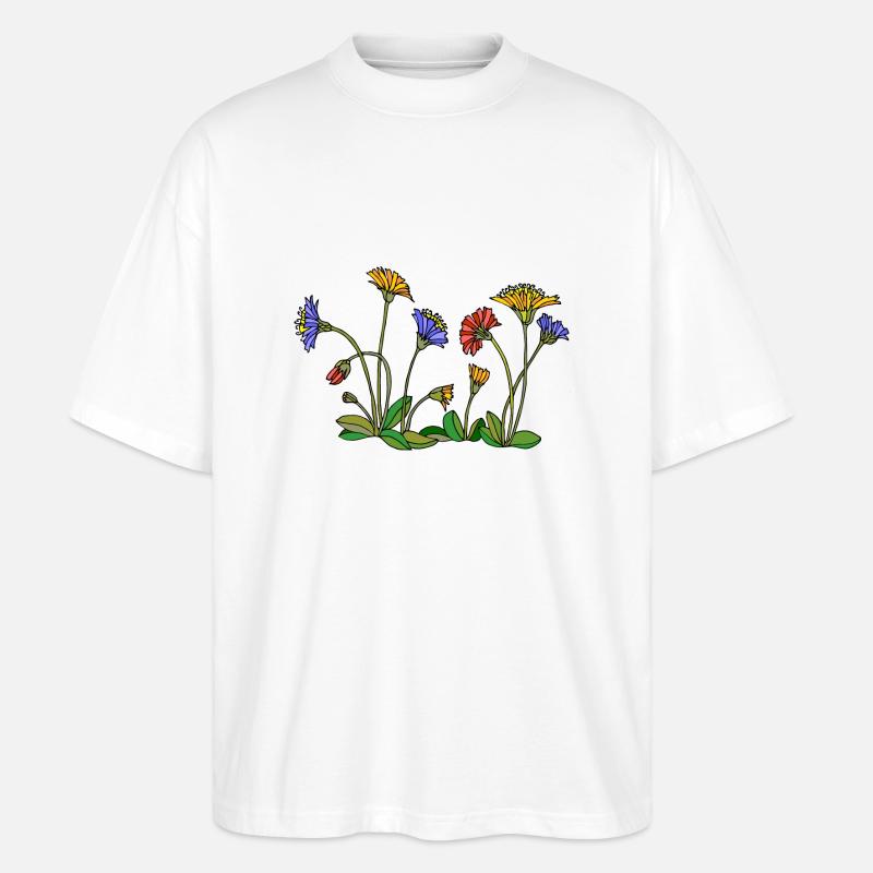 Blumen - Stanley/Stella Oversized Unisex Bio T-Shirt Blaster 2.0 - Weiß