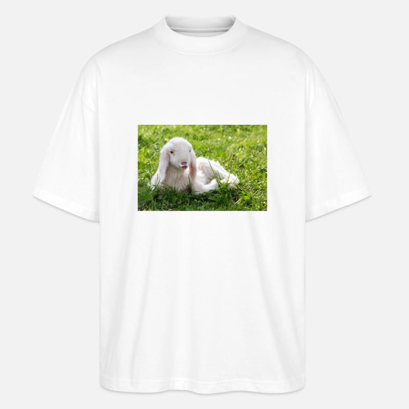 Agneau avec un baiser - T-shirt bio Blaster 2.0 coupe oversize Stanley/Stella Unisexe - blanc