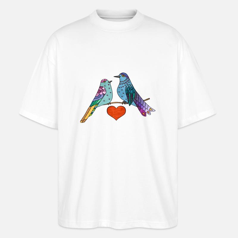 Bunte Vögel - Stanley/Stella Oversized Unisex Bio T-Shirt Blaster 2.0 - Weiß