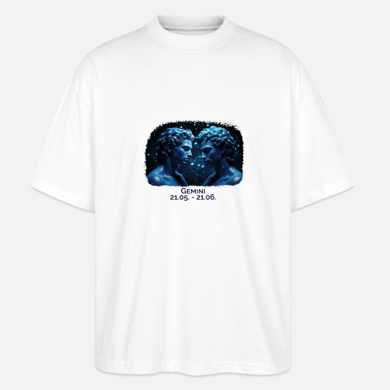 Sternzeichen Zwilling M Datum - Stanley/Stella Oversized Unisex Bio T-Shirt Blaster 2.0 - Weiß