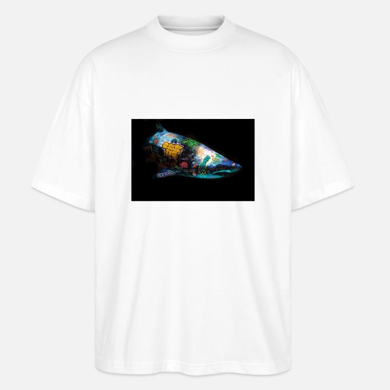 Graffiti Requin by Blach® - T-shirt bio Blaster 2.0 coupe oversize Stanley/Stella Unisexe - blanc
