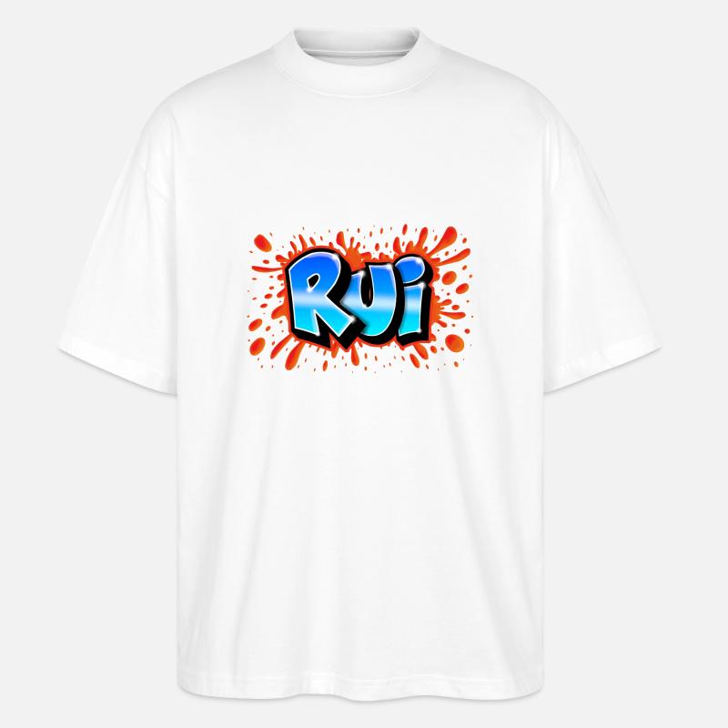 Rot Rui+splash Name Graffiti - Stanley/Stella Oversized Unisex Bio T-Shirt Blaster 2.0 - Weiß