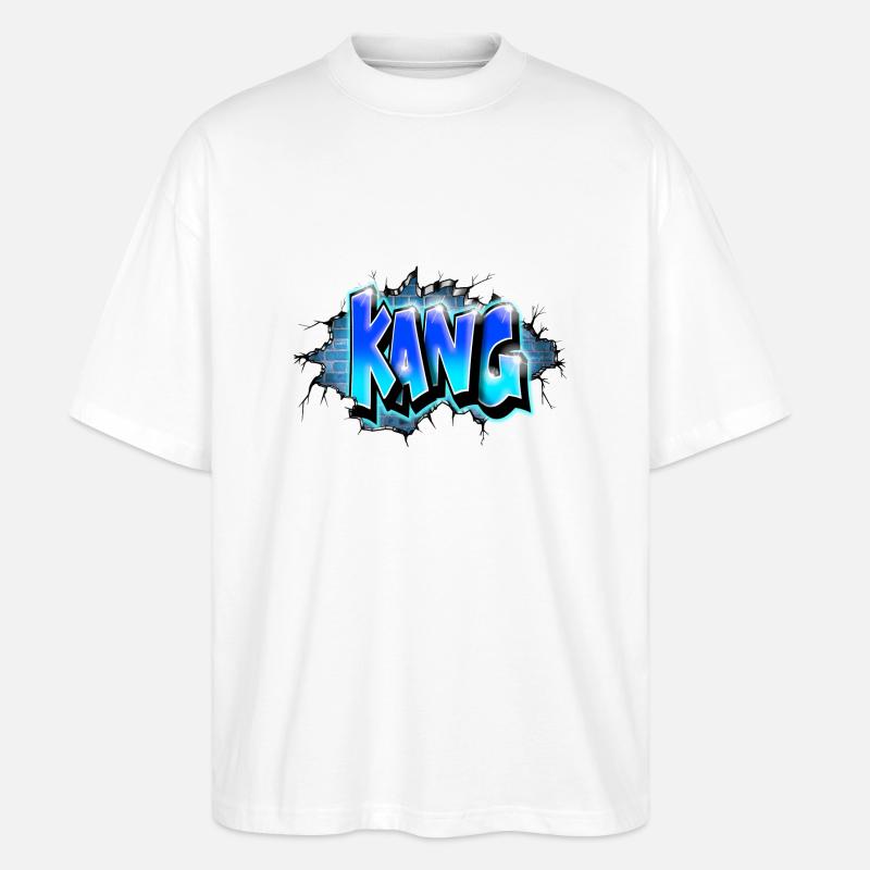 KANG GRAFFITI NAME PRINT Blau - Stanley/Stella Oversized Unisex Bio T-Shirt Blaster 2.0 - Weiß