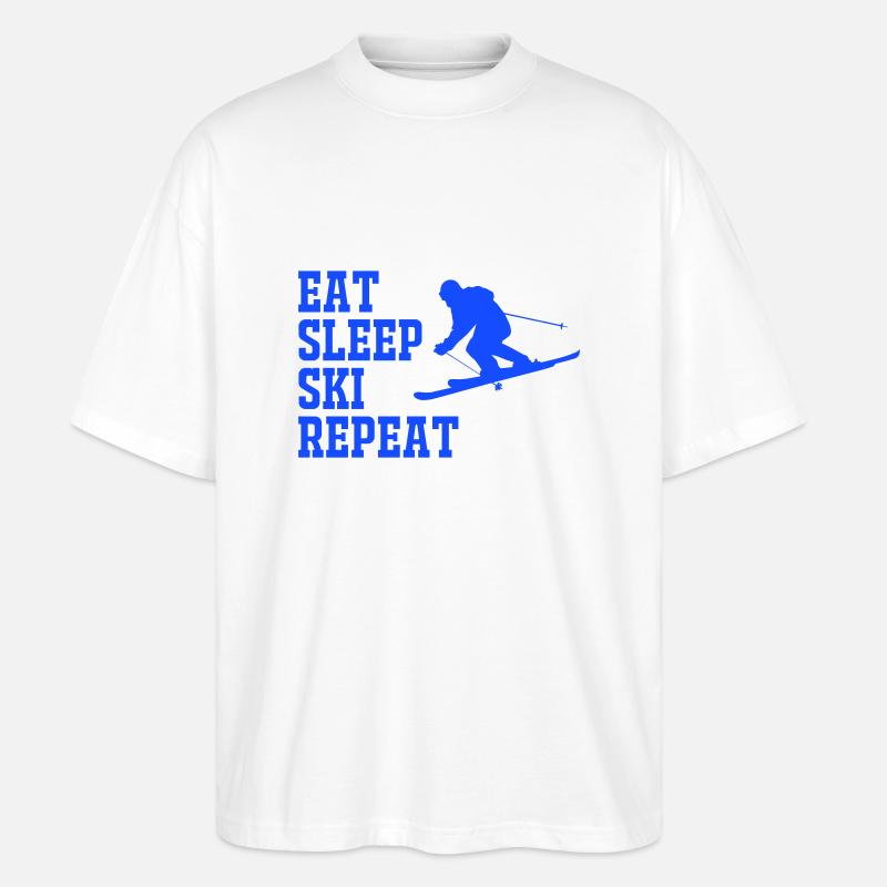 SKIER MANGER DORMIR RÉPÉTER - T-shirt bio Blaster 2.0 coupe oversize Stanley/Stella Unisexe - blanc
