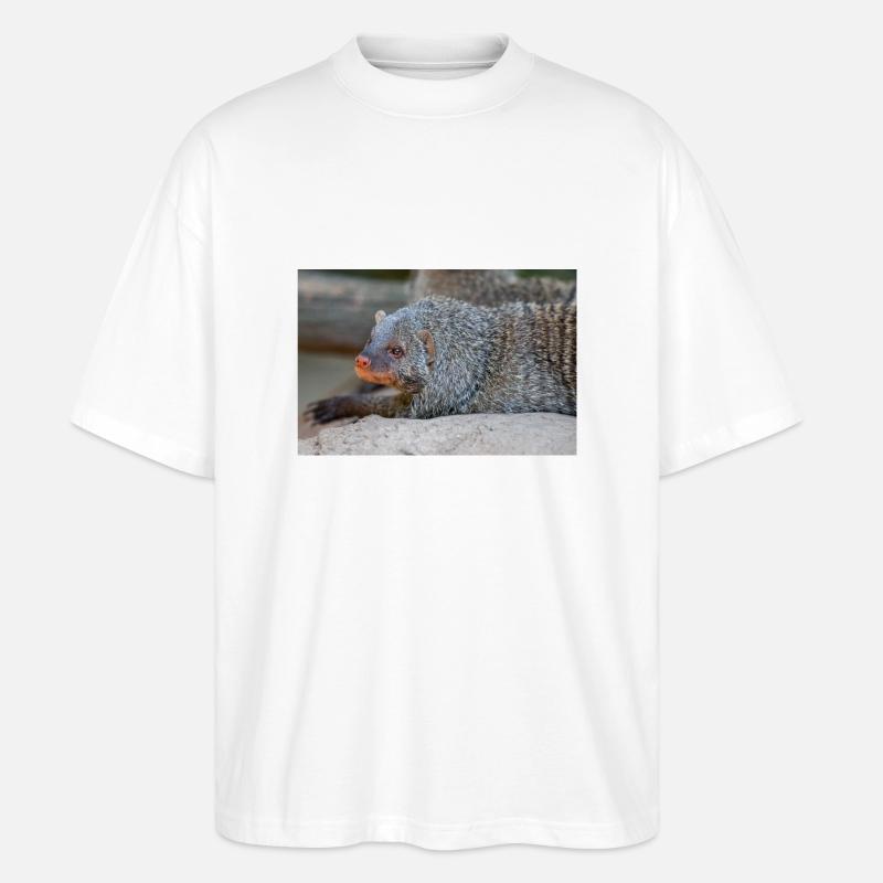 Gebänderte Manguste oder Zebramanguste Zebramanguste - Stanley/Stella Oversized Unisex Bio T-Shirt Blaster 2.0 - Weiß
