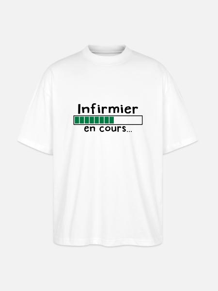 infirmier en cours - T-shirt bio Blaster 2.0 coupe oversize Stanley/Stella Unisexe - blanc