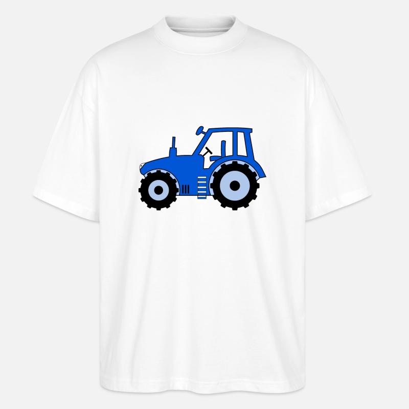 Traktor blau - Stanley/Stella Oversized Unisex Bio T-Shirt Blaster 2.0 - Weiß