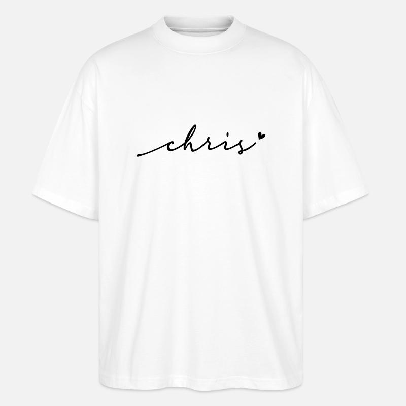 Chris Schreibschrift Name - Stanley/Stella Oversized Unisex Bio T-Shirt Blaster 2.0 - Weiß