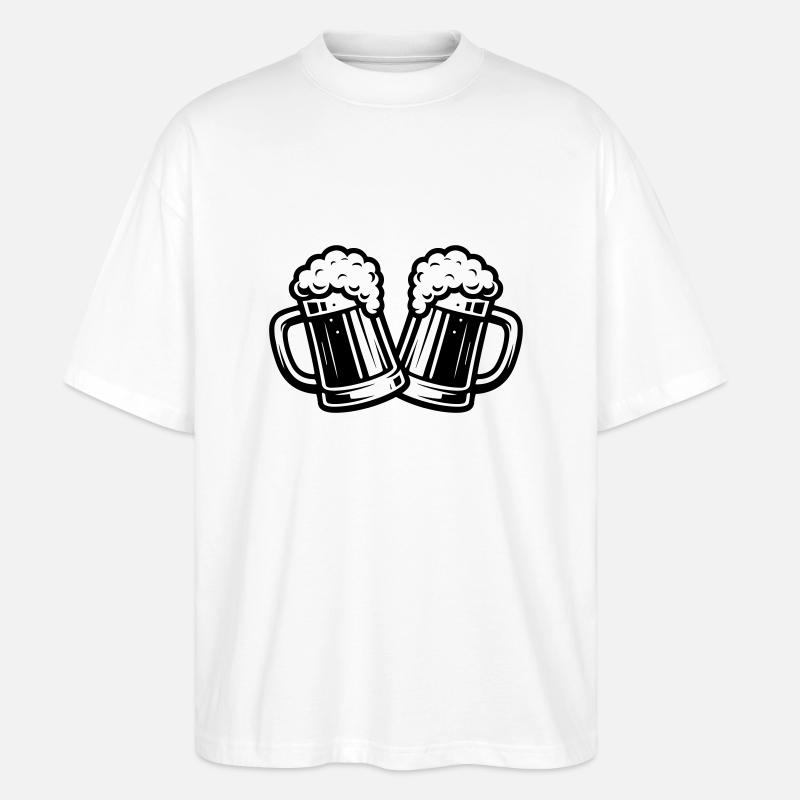 Bierkrug Bier Anstoßen - Stanley/Stella Oversized Unisex Bio T-Shirt Blaster 2.0 - Weiß