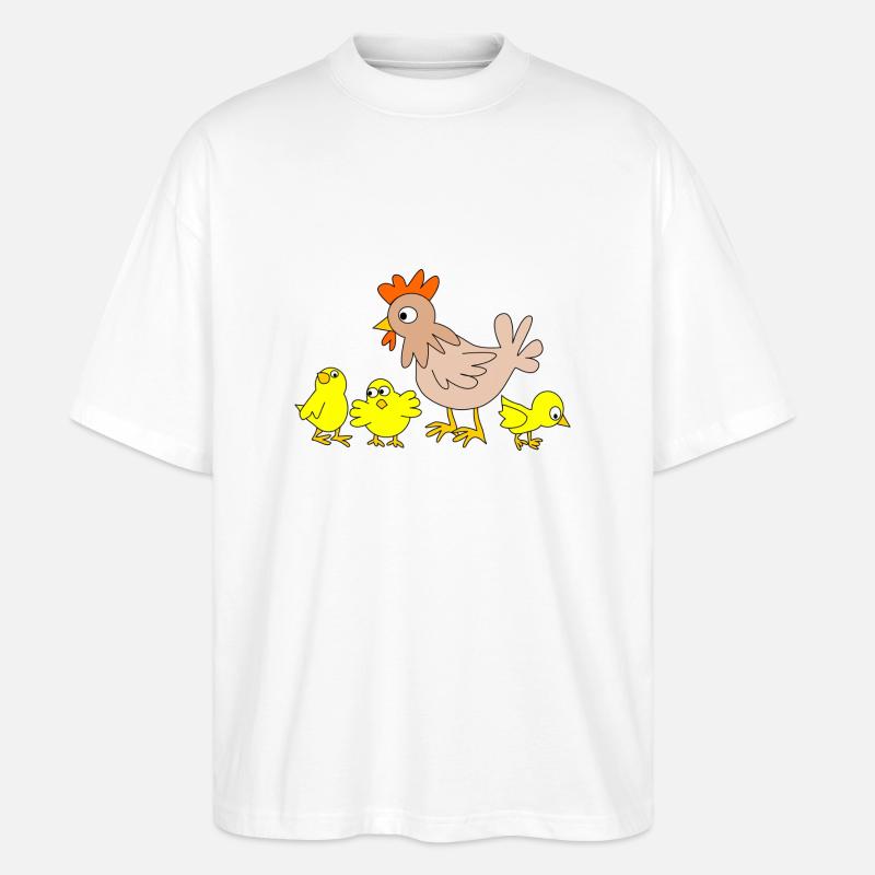 Hühner - Stanley/Stella Oversized Unisex Bio T-Shirt Blaster 2.0 - Weiß