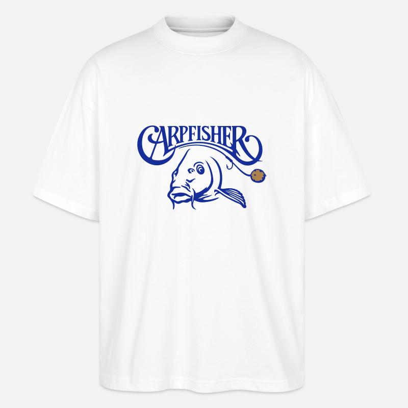 carpfisher_mit_karpfen_und_boilie_2c - Stanley/Stella Oversized Unisex Bio T-Shirt Blaster 2.0 - Weiß